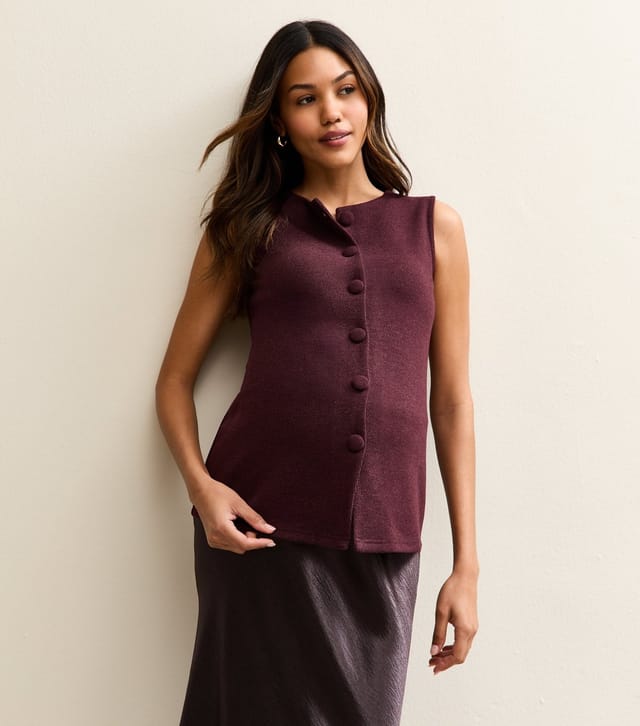 New Look Women's Maternity Burgundy Compact Knit Split Waistcoat New Look - 2
