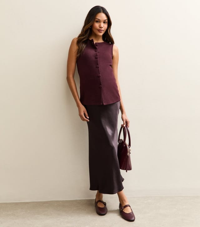 New Look Women's Maternity Burgundy Compact Knit Split Waistcoat New Look - 3