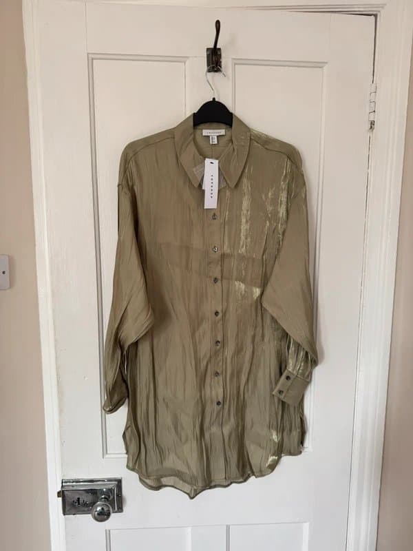 Topshop Topshop Khaki Satin Shirt