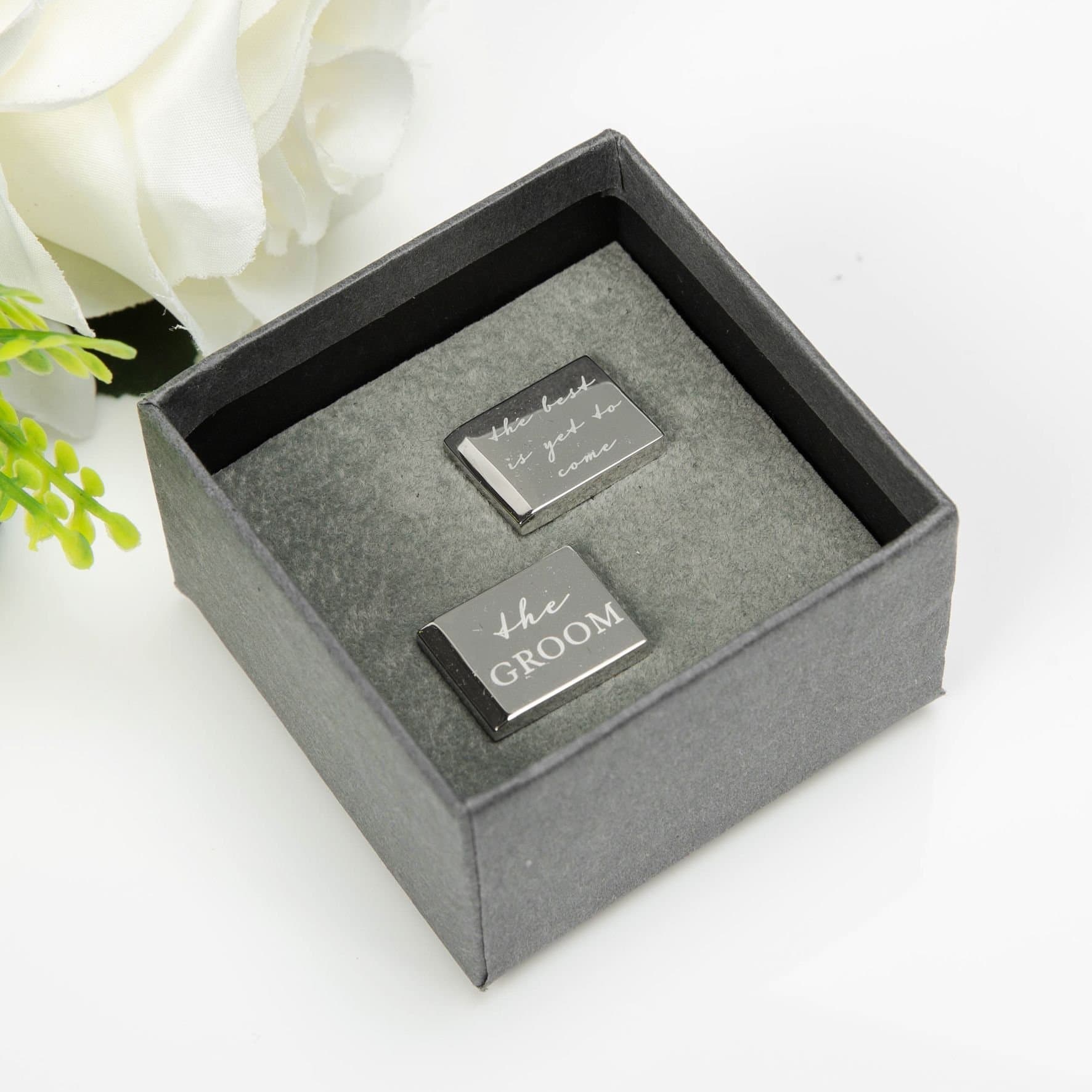 Amore by Juliana Amore by Juliana Men's Pair of Cufflinks Groom in Metallic Silver