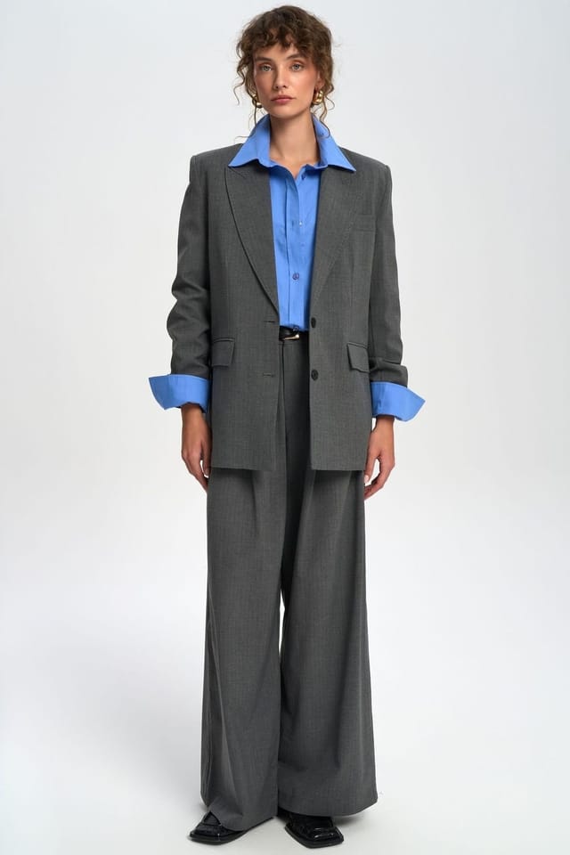 MAI STUDIOS CO. MAI STUDIOS CO. Women's Jessical Striped Blazer in Dark Grey - 2