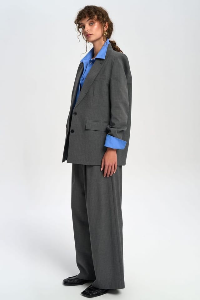 MAI STUDIOS CO. MAI STUDIOS CO. Women's Jessical Striped Blazer in Dark Grey - 3