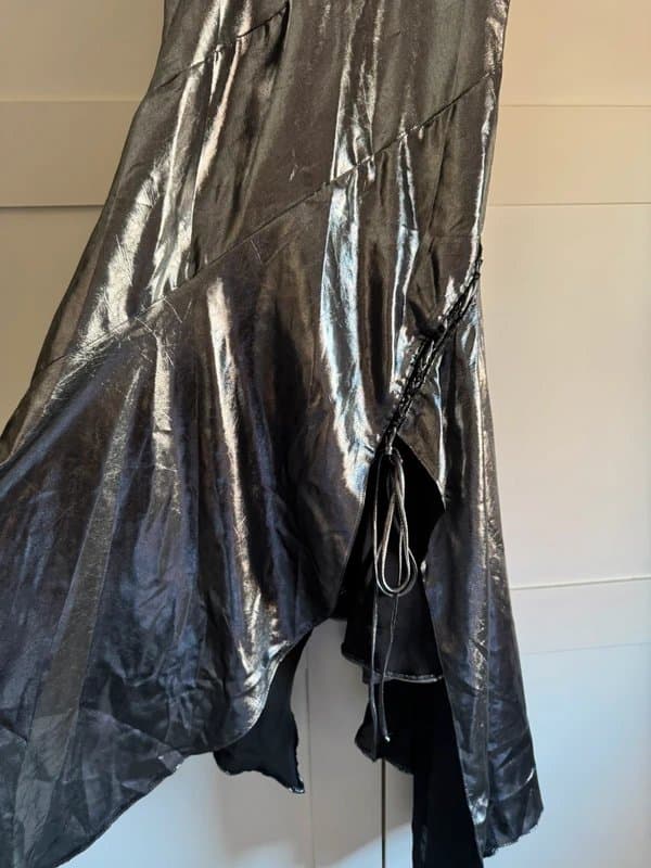 Topshop New Topshop Silver Asymmetrical Chiffon Festival Dress size 8