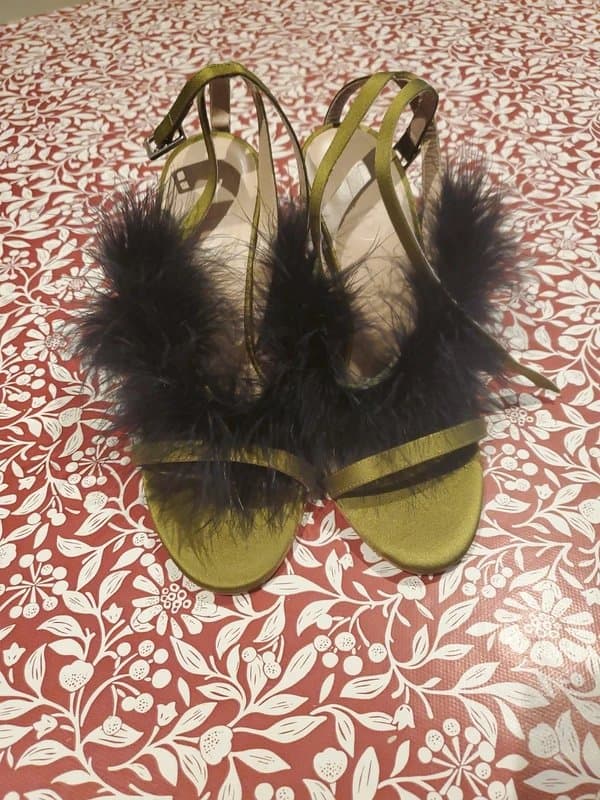 Topshop Brand New Satin and Feather Party Heels
