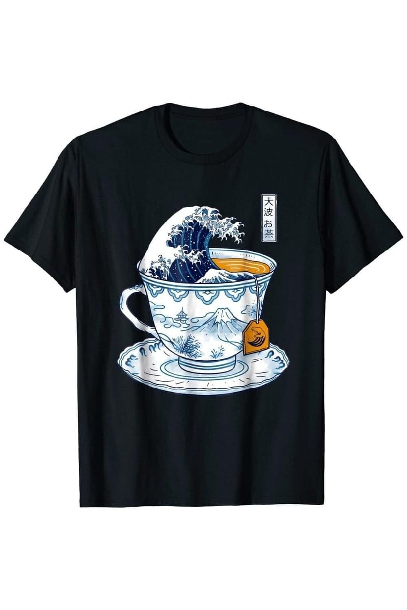 Vincent Trinidad Vincent Trinidad Men's The Great Kanagawa Tea T-Shirt in Black - 1