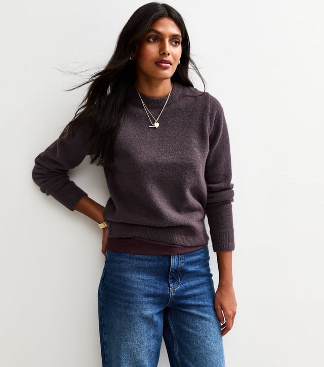 New Look Women's Purple Crew Neck Knit Jumper New Look - 2