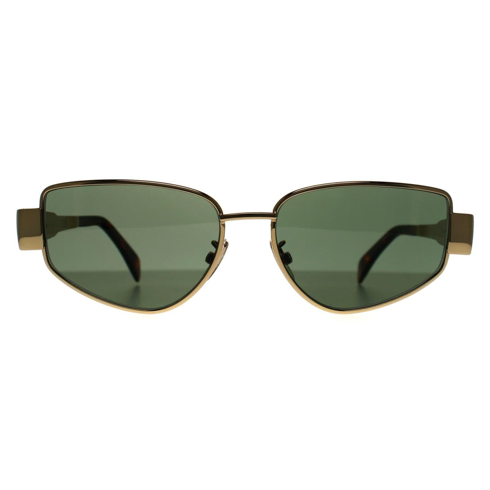 Celine Celine Women's Cat Eye Shiny Endura Gold Green Metal Sunglasses