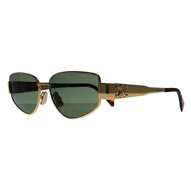 Celine Celine Women's Cat Eye Shiny Endura Gold Green Metal Triomphe CL40293U - 2