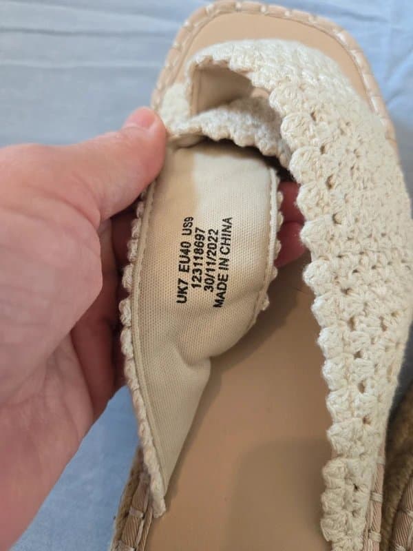 ASOS crochet flatform mule sandals.
