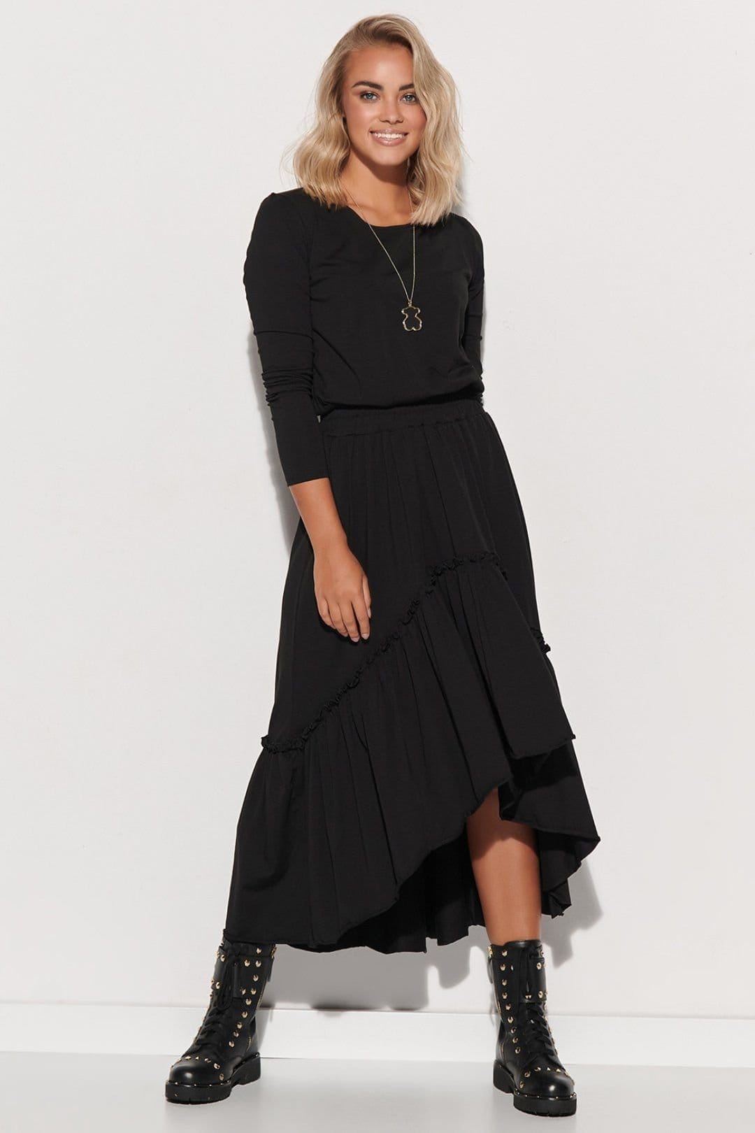Love Lace Black Maxi Dress with Frills