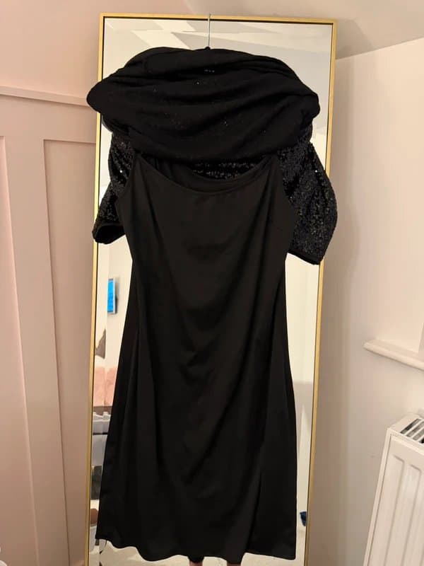 Never Fully Dressed Black sequin dress with Slip attached underneath