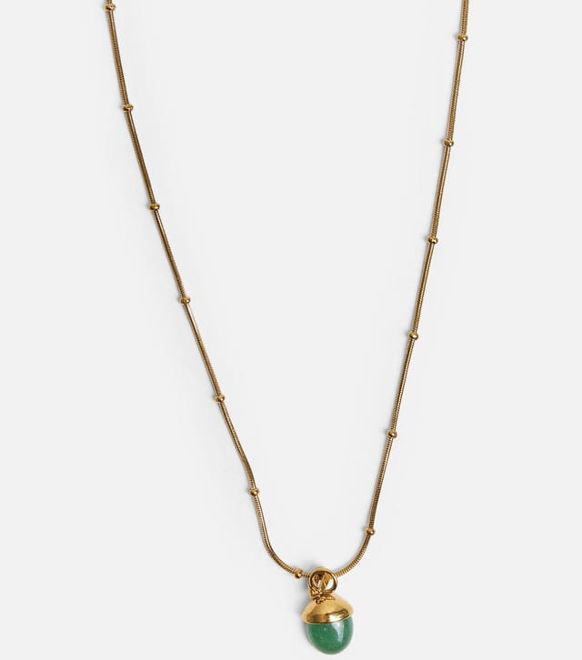Public Desire Gold Tone Green Pendant Necklace Public Desire New Look - 2
