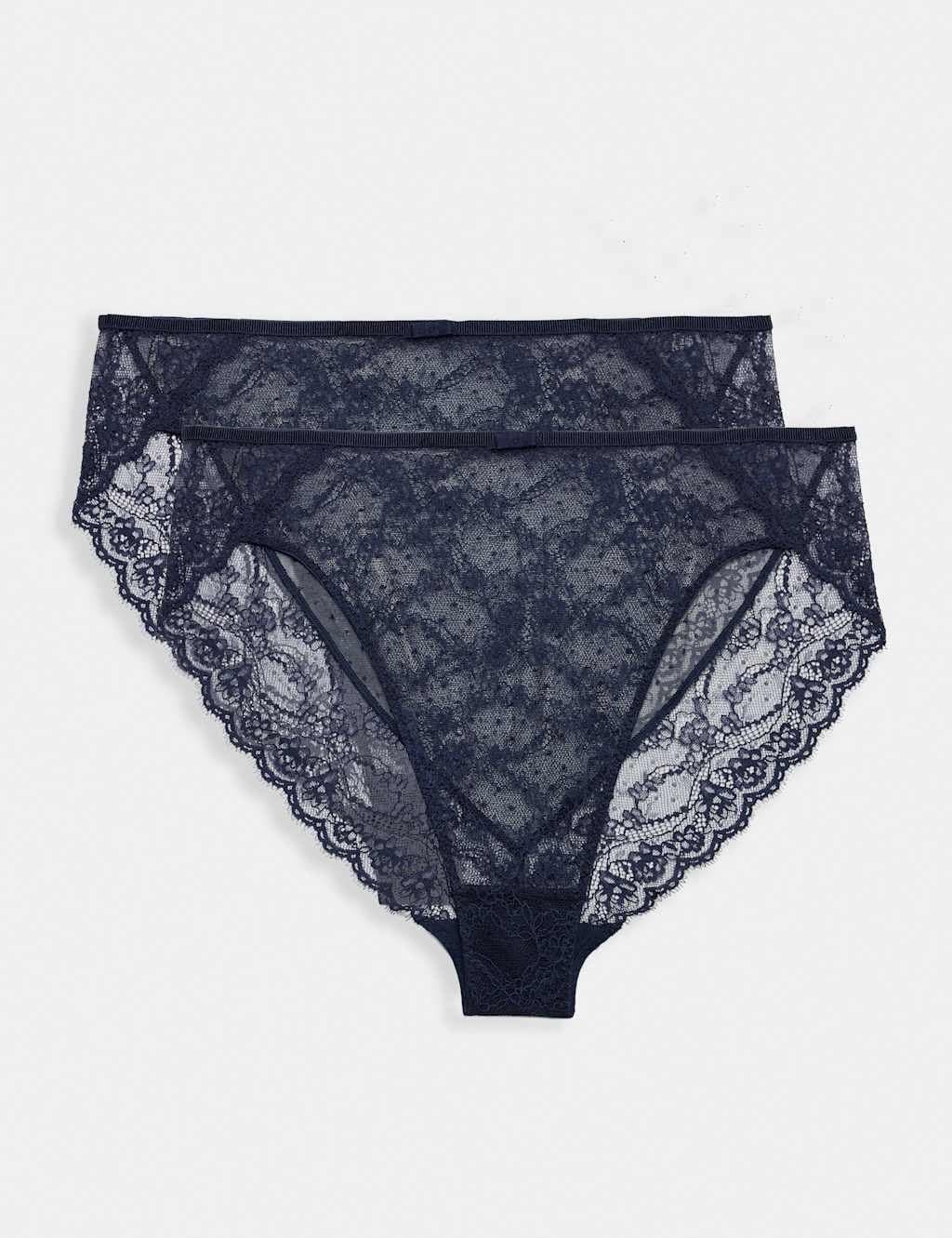 Marks & Spencer M&S 2 Pack Ida Lace High Waisted High Leg Knickers Nightshade