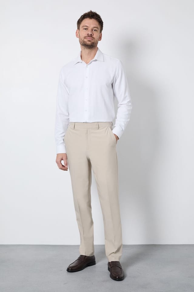 Burton Burton Men's Beige Slim Fit Smart Trousers - 2