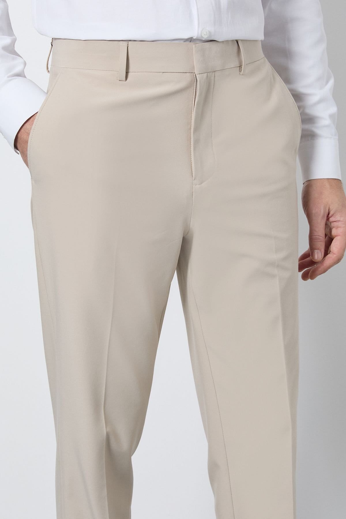 Burton Burton Men's Beige Slim Fit Smart Trousers - 4