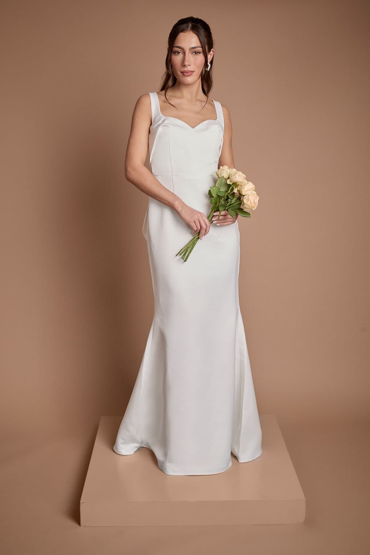 Coast Coast Women's Strappy Bow Back Fish Tail Wedding Dress in Ivory