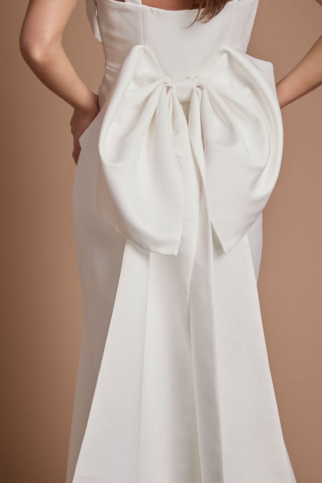 Coast Coast Women's Strappy Bow Back Fish Tail Wedding Dress in Ivory - 2