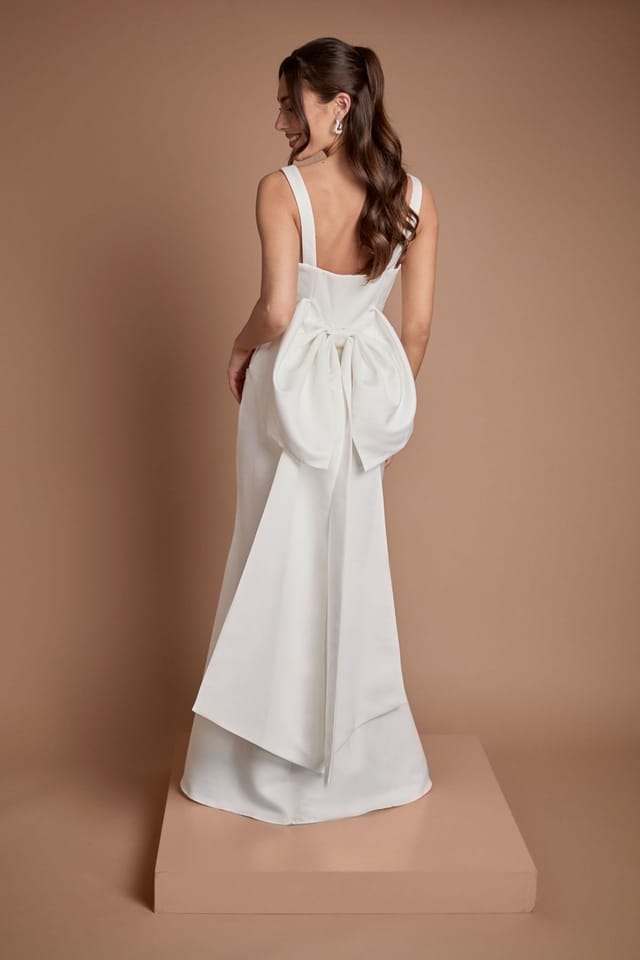 Coast Coast Women's Strappy Bow Back Fish Tail Wedding Dress in Ivory - 3