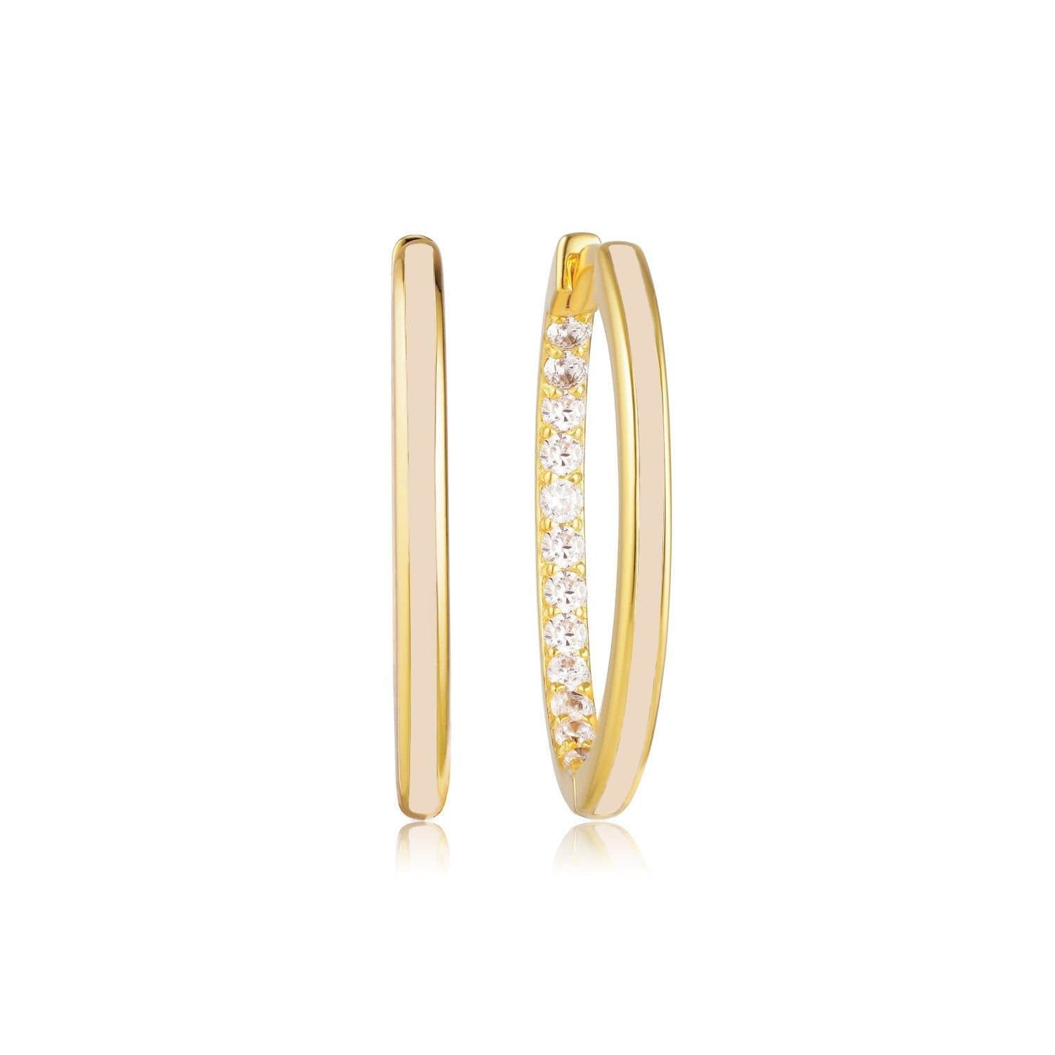 Gold Trip Gold Trip Women's Large Nude Enamel Hoop Earrings in Gold