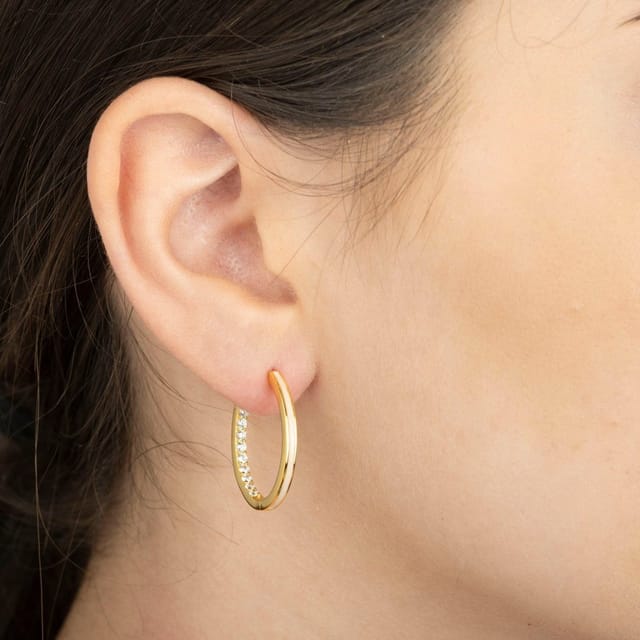 Gold Trip Gold Trip Women's Large Nude Enamel Hoop Earrings in Gold - 2