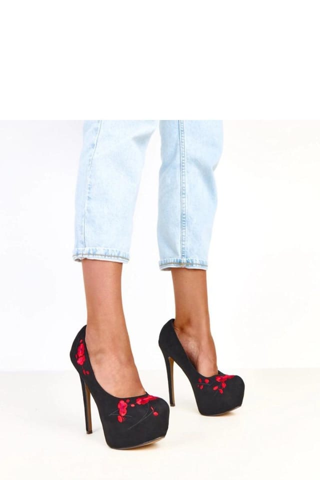 Love Lace Love Lace Women's Sensual Suede Floral Pointed Toe High Heel Platform Romantic in Black - 3