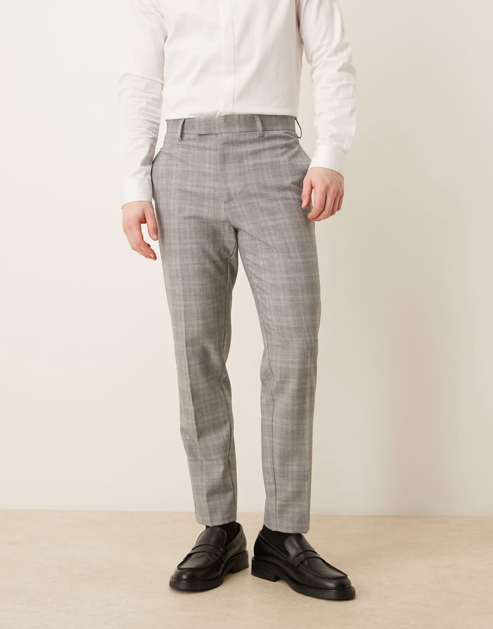 ASOS ASOS DESIGN smart tapered trousers in grey tonal check