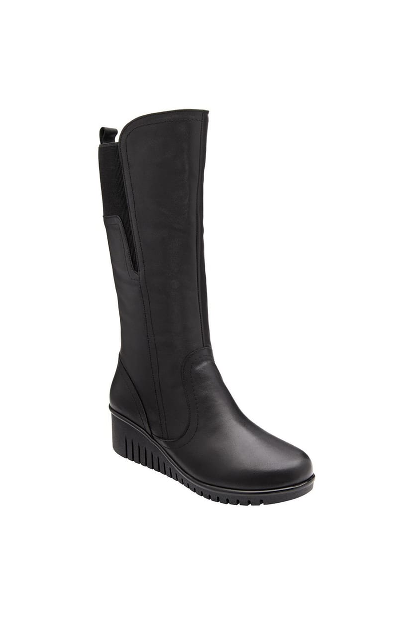 Lotus Lotus Women's 'Fitzgerald' Leather Wedge Mid-Calf Boots in Black - 1