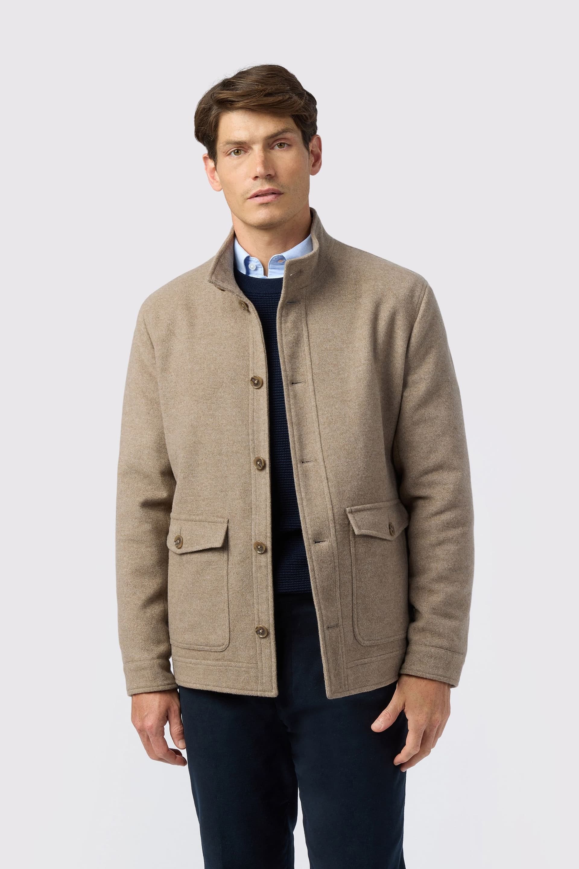 Melka Melka Men's Funnel Neck Jacket in Beige