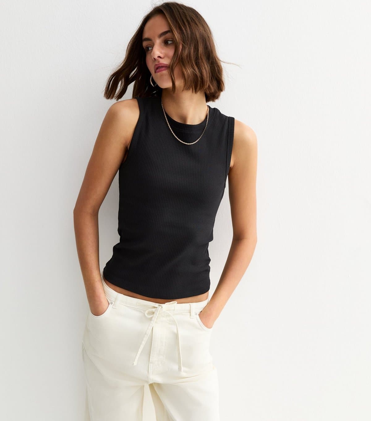 New Look New Look Black Ribbed Tank Top