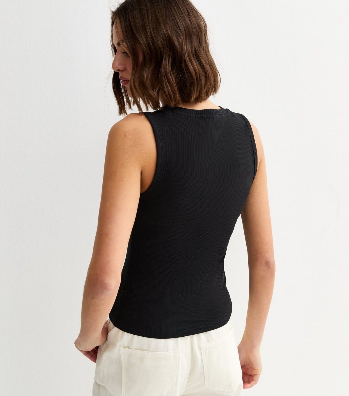 New Look Women's Black Ribbed Tank Top New Look - 4