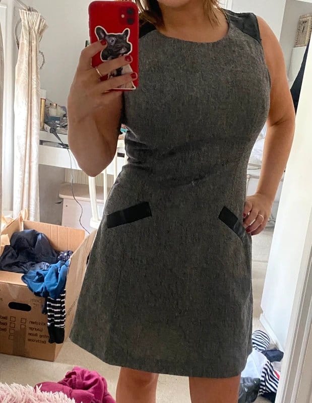 New Look Grey Faux Leather Shoulder Dress