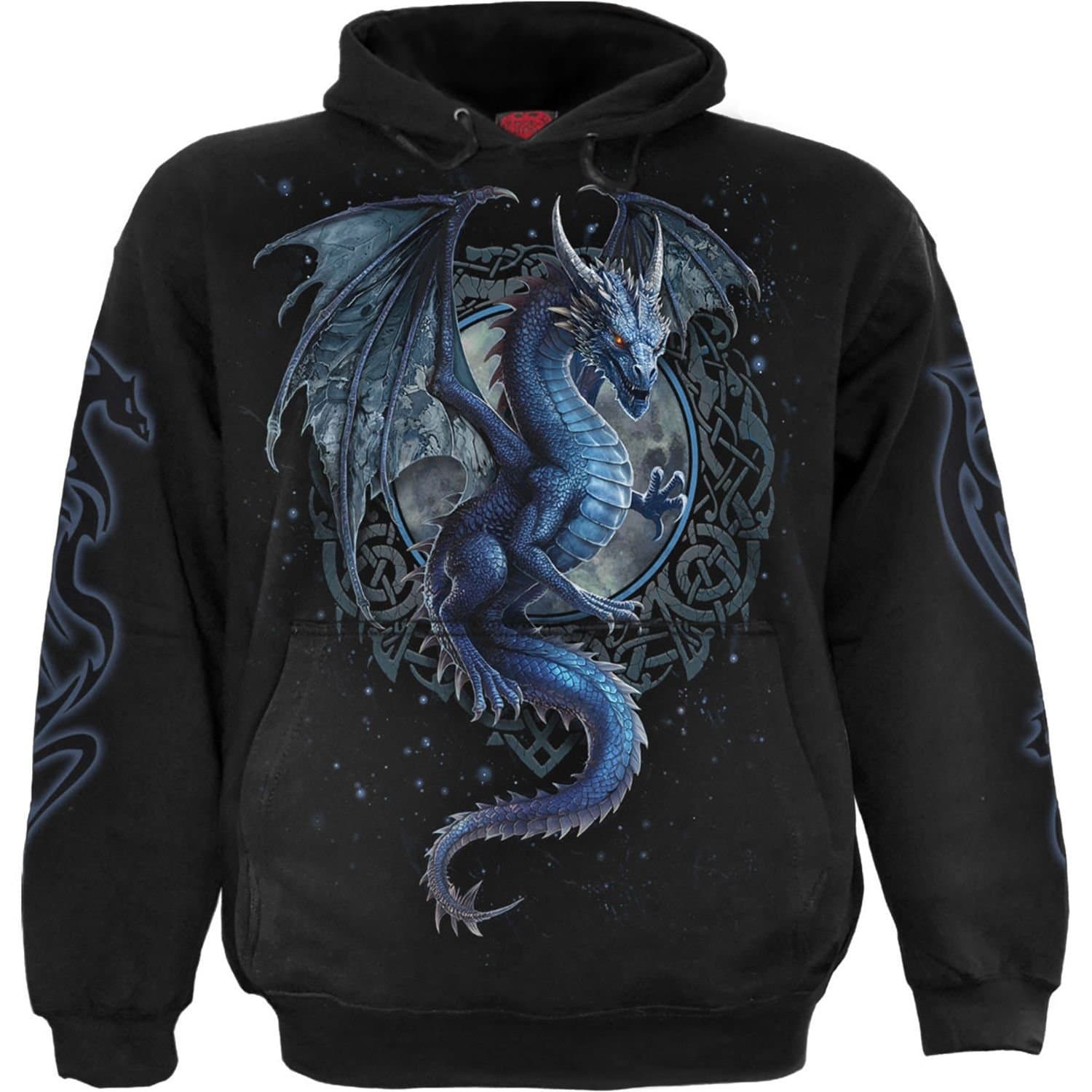 Spiral Direct Spiral Direct Men's Storm Dragon Back Print Pullover Hoodie in Black