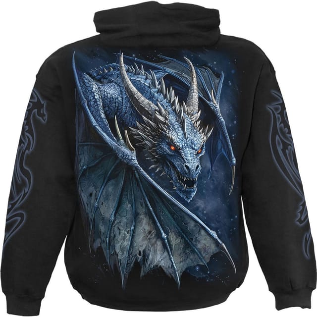 Spiral Direct Spiral Direct Men's Storm Dragon Back Print Pullover Hoodie in Black - 2