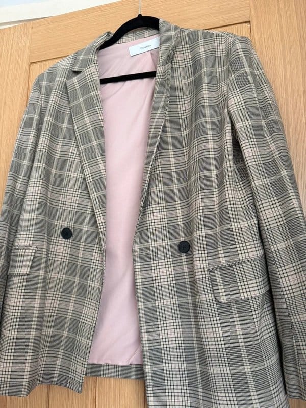 Bershka Grey Plaid Blazer
