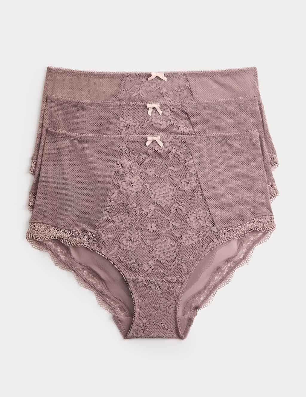 Marks & Spencer M&S 3pk Jasmine Lace Full Briefs Praline