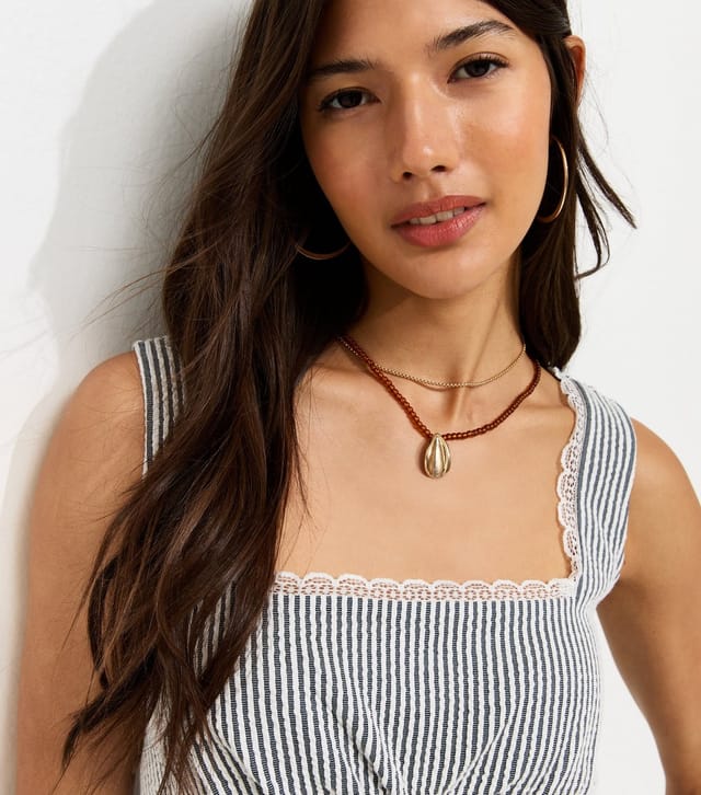 New Look Women's Blue Striped Textured Square Neck Mini Dress New Look - 3