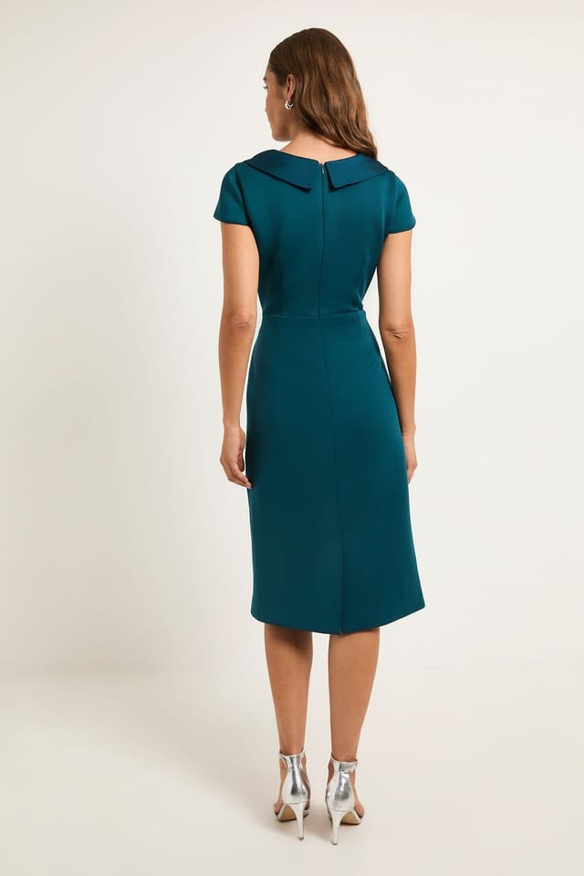Wallis Wallis Women's Scuba Collar Detail Pencil Dress in Emerald - 3