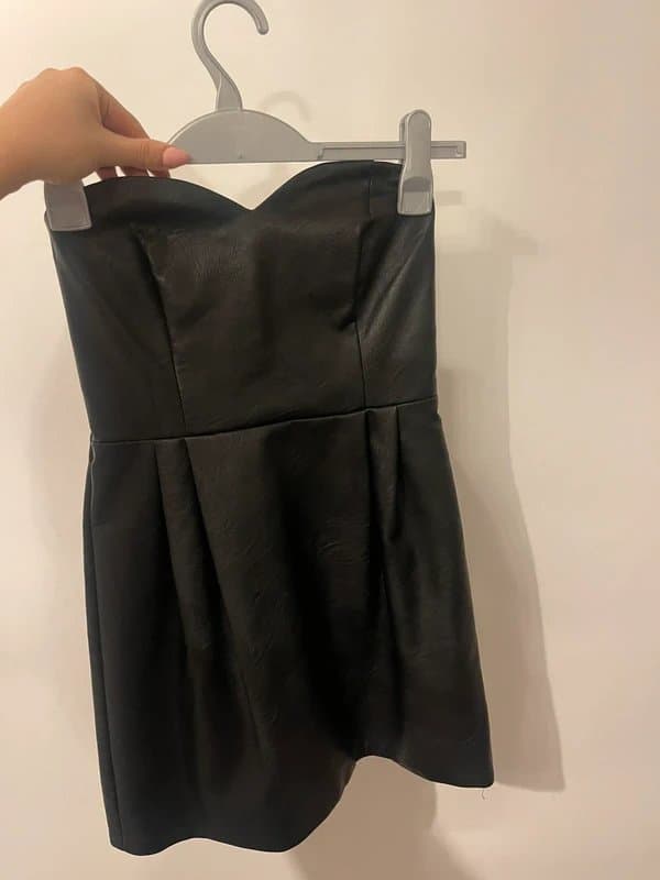 Topshop Faux leather skater mini dress Bandeuo