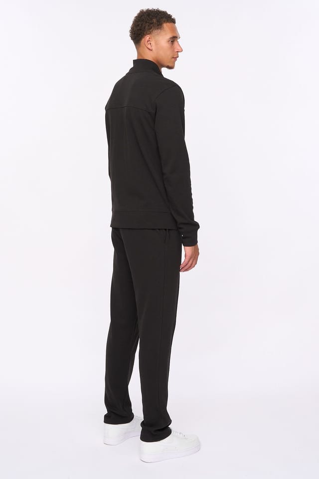 Duck&Cover Duck&Cover Tames Men's Textured Twill Zip-Through Top - High Neck Utility Jacket with Front Flap Pockets in Black - 2