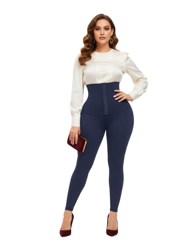 GWB Shapewear GWB Shapewear Women's High Waist Tummy Control Shapewear Leggings Blue - 2