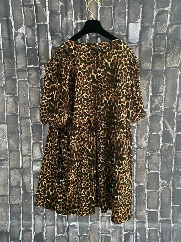George Size 20 George brown animal print short sleeve knee length dress