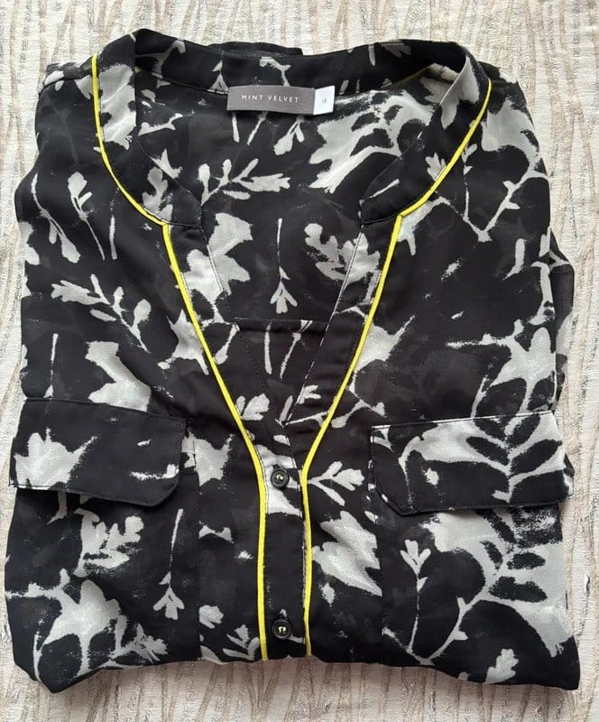 Mint Velvet Monochrome Black White Floral Blouse
