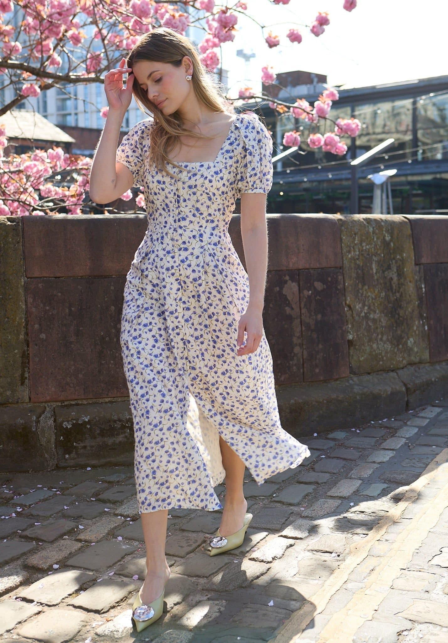 Lily and Lionel Lily and Lionel Women's April Button Front Floral Print Midi Dress In Multi