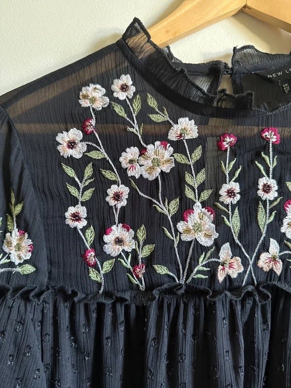 New Look Floral embroidered & beaded top