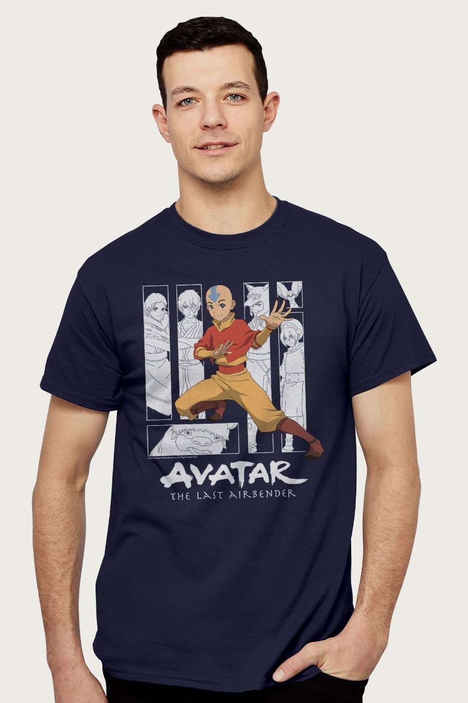 Avatar: The Last Airbender Avatar: The Last Airbender Men's Aang Character Montage T-Shirt in Navy