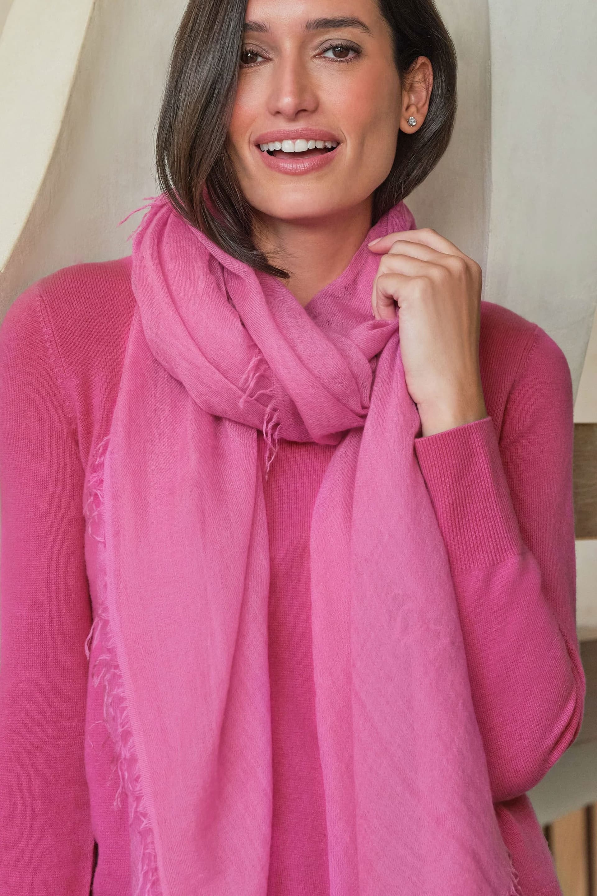 Pure Collection Pure Collection Bright Pink Cashmere Scarf