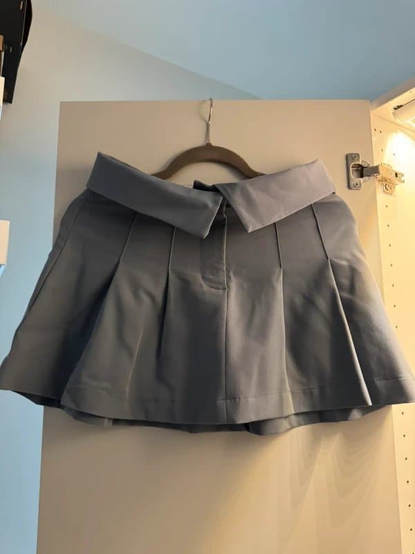 Bershka Blue Tailored Pleated Mini Skirt