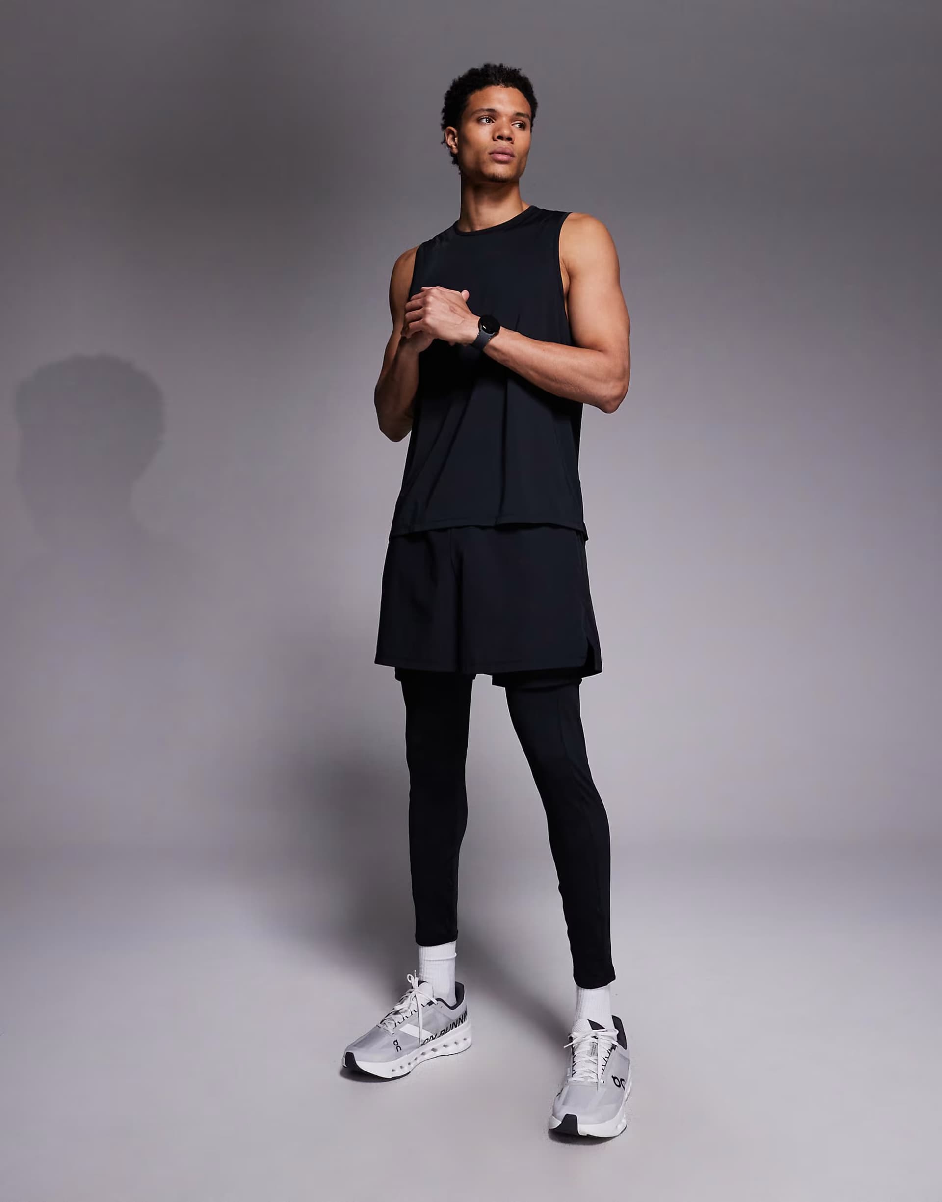 ASOS 4505 reflective quick dry base layer running tights with energy gel pocket in black