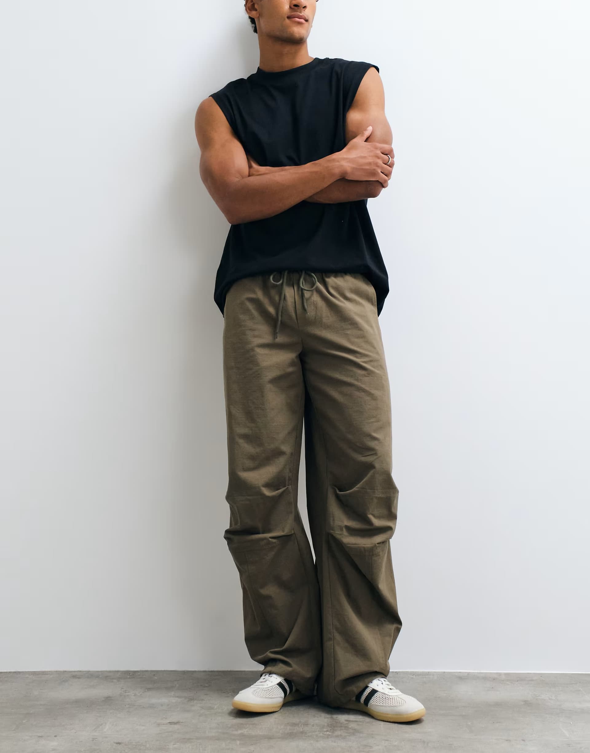 ASOS Liquor N Poker japanese embroidered parachute trousers in dark green