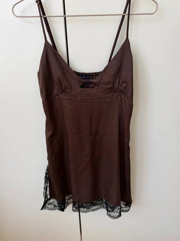 ASOS ASOS Satin Lace Trim longline cami top